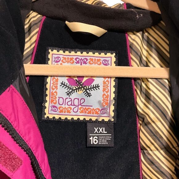 ORAGE Snowboarding ski hooded jacket girls XXL size 16 Swirls fuchsia - Picture 15 of 16